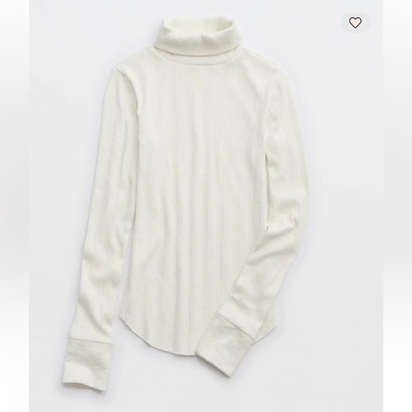Aerie Essential Turtleneck Layering T-Shirt in Soft Muslin Size Small NWOT - Picture 5 of 6